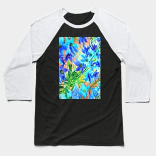 Delphinium Flowers Pattern Watercolor Painting Baseball T-Shirt